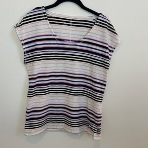 T by Talbots Multicolor Striped Short Sleeve Active Tee blue/ purple Size Medium